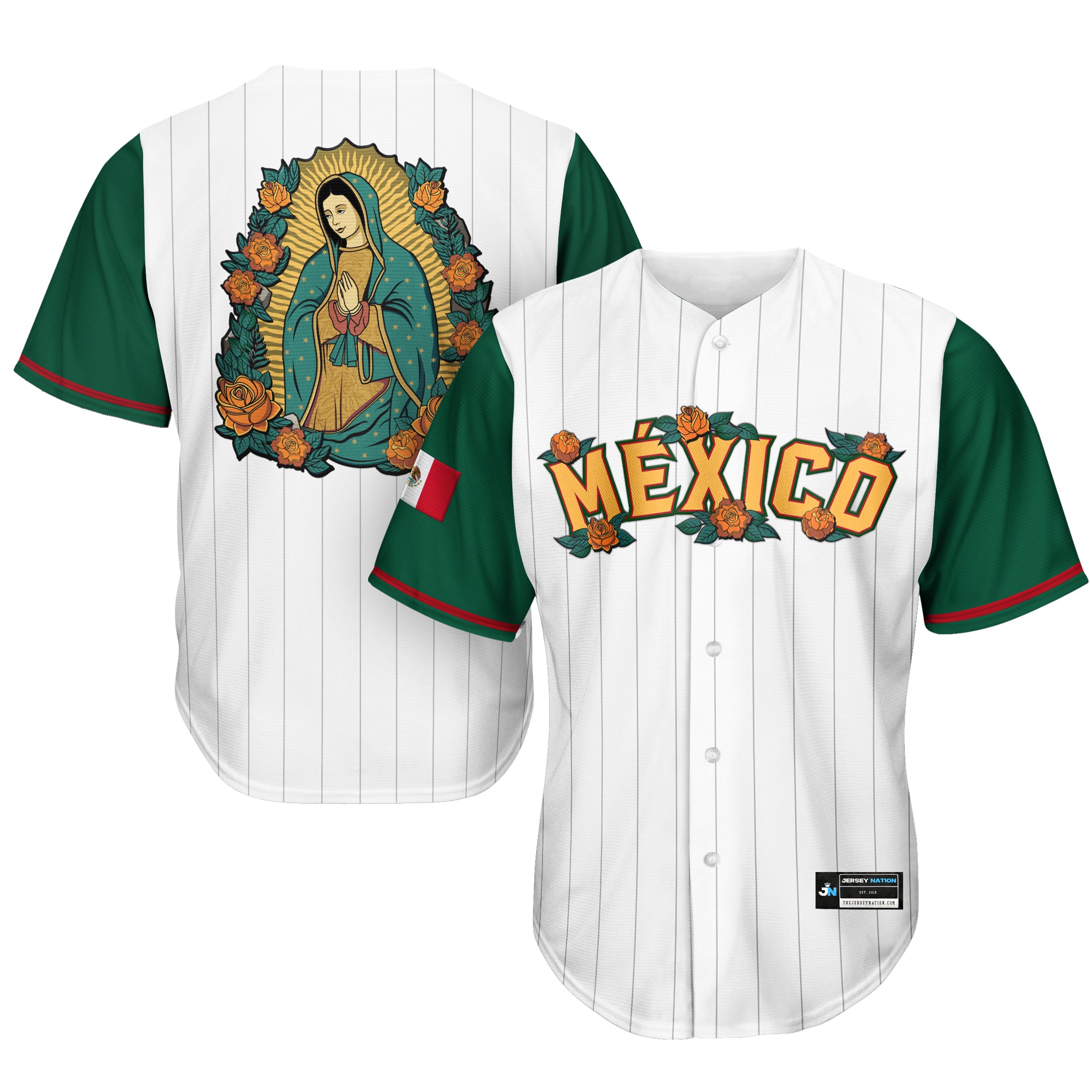 Mexico Lady Guadalupe White Baseball Jersey