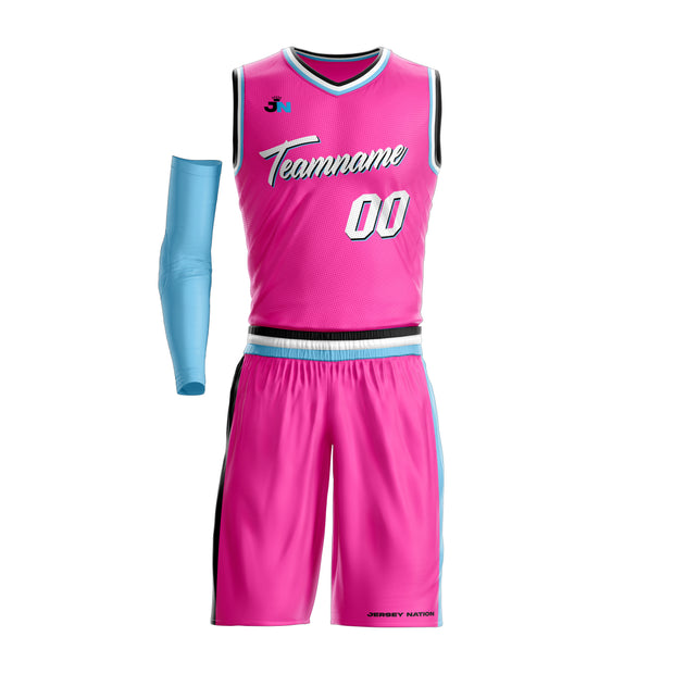 Vice City Pink Custom Basketball Bulk Team Jersey and Shorts Set