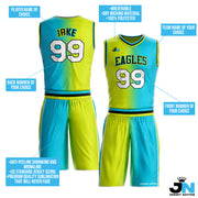 Green-Blue Custom Basketball Team Uniform Set